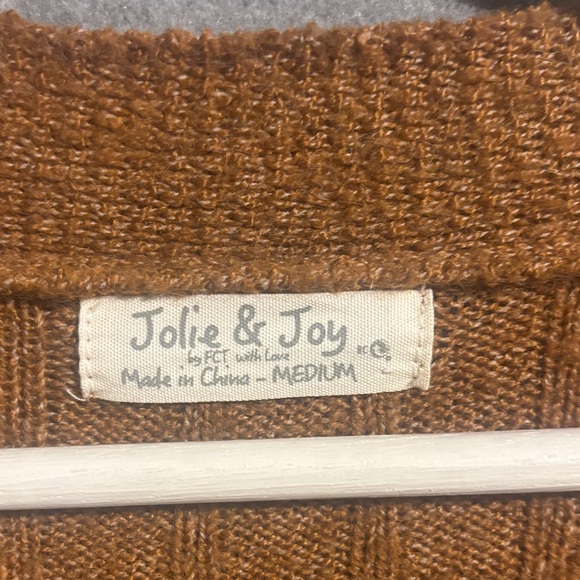 Jolie & Joy Cozy Open Front Oversized Ribbed Drop Sleeve Cardigan M Camel - Picture 10 of 12